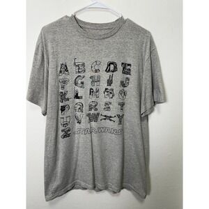 Star Wars ABC Alphabet Graphic T Shirt Mens Large Grey
